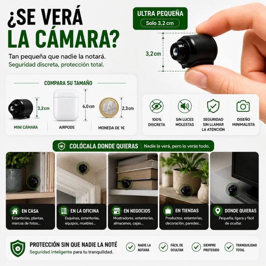 Mini Cámara Inteligente™ HD | Vigila tu Casa, Oficina o Negocio desde tu Móvil
