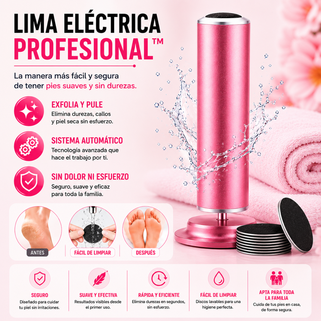 Lima Eléctrica Profesional™ para Pies Agrietados | Pies Suaves en Minutos.