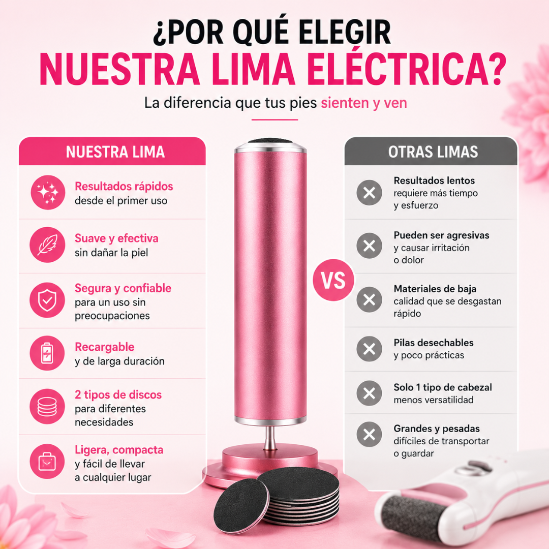 Lima Eléctrica Profesional™ para Pies Agrietados | Pies Suaves en Minutos.